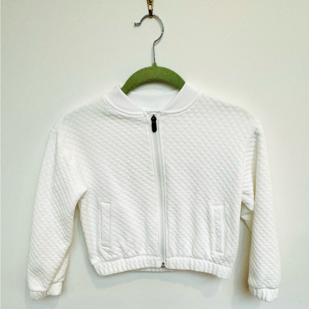 Zella Girl White Cropped Jacket. Full length zipper. Size XS (5/6).